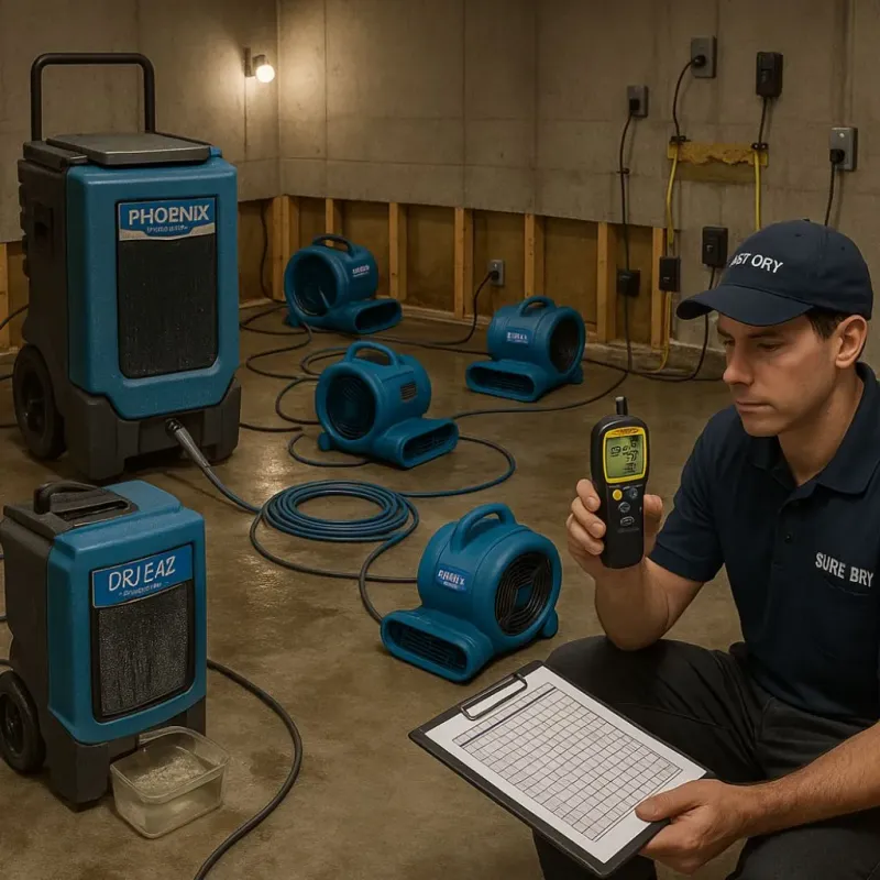 Structural Drying and Dehumidification process in Somerset, TX